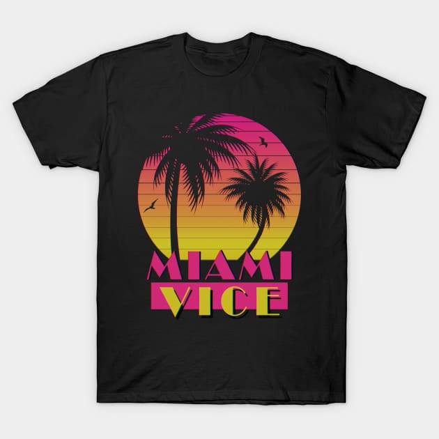 Miami Vice - VHS Sunset T-Shirt by TheSnowWatch